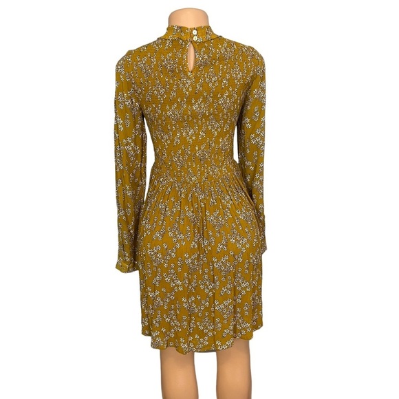 Patrons of Peace High Neck Mustard Yellow Smocked Floral Dress - Picture 8 of 11